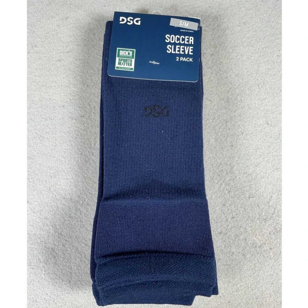 DSG Soccer Sleeve 2 Pack Navy S/M Unisex Leg Sleeves Athletic Sports Socks NWT
